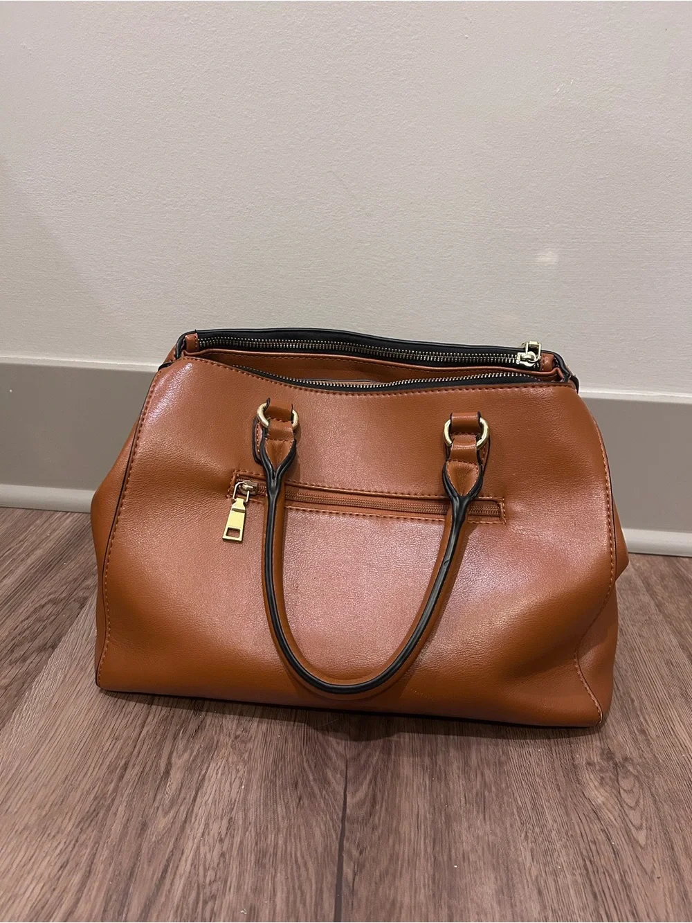 Women's Tan Satchel Handbag - Classic Structured Carryall